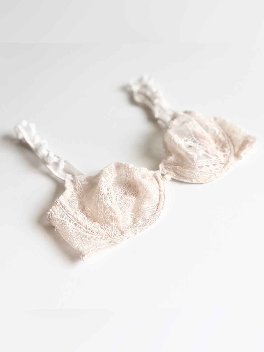 NWT Designer Victoria’s Secret 32D ivory white unlined crochet bra